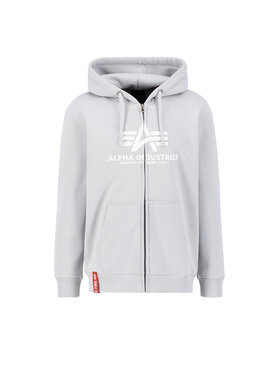 Alpha Industries Alpha Industries Bluza Basic Puff Print Zip Hoodie Szary Regular Fit