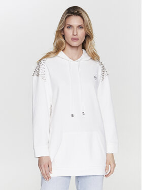 Pinko Pinko Džemperis ar kapuci Cestista 100375 A0L7 Balts Relaxed Fit