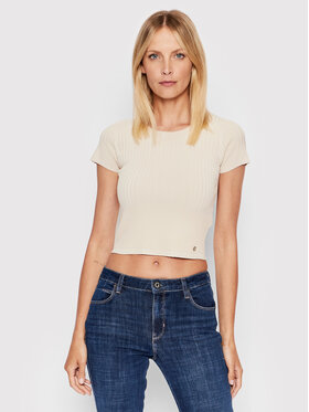 Guess Guess Bluzka W2YR42 Z2U00 Beżowy Slim Fit