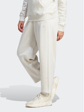adidas adidas Donji dio trenerke Essentials 3-Stripes Open Hem Fleece IM0248 Écru Loose Fit