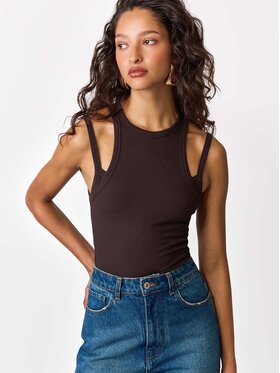 La Mania La Mania Top KERSEY Brązowy ciemny Basic Fit