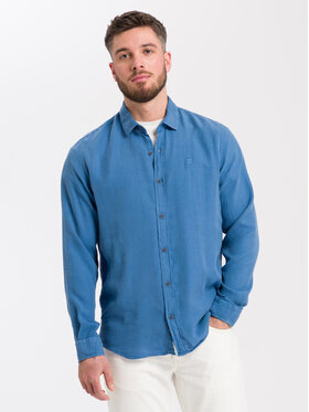 Cross Jeans Cross Jeans Koszula 35505-005 Niebieski Regular Fit
