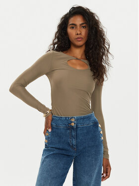 Guess Guess Блуза W4BP09 KCDE0 Кафяв Slim Fit