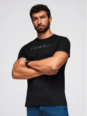 Ombre Ombre T-Shirt OM-TSPT-0248 Czarny Regular Fit