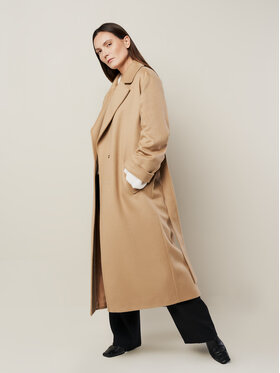 BEIGE BEIGE Płaszcz wełniany TOKYO Beżowy Oversize