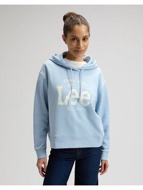 Lee Lee Bluza BIG LOGO HOODIE Niebieski Regular Fit