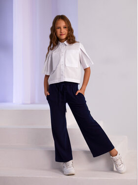 SLY SLY Spodnie dzianinowe 4S-402 Granatowy Comfortable Fit
