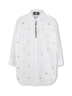Karl Lagerfeld Kids Karl Lagerfeld Kids Rochie tip cămașă Z30463 D Alb Relaxed Fit