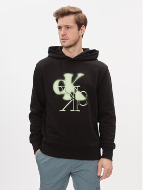 Calvin Klein Jeans Calvin Klein Jeans Majica dugih rukava Mirrored Ck Logo Hoodie J30J324630 Crna Regular Fit