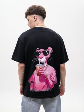 Jigga Wear Jigga Wear T-Shirt luźna koszulka pink różowa pantera 129182 Czarny Regular Fit