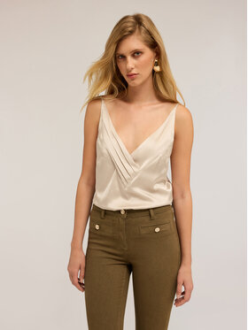 Motivi Motivi Top D759Q000487N002 Écru Slim Fit