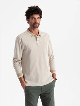 Ombre Ombre Longsleeve OM-POLS-0129 Beżowy Regular Fit