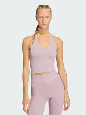 adidas adidas Koszulka techniczna Workout Essentials Knit Halterneck Fioletowy Fitted Fit