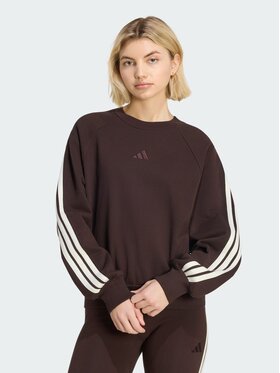 adidas adidas Džemperis ar kapuci Adidas Kit 3-Stripes KW7702 Brūns Loose Fit