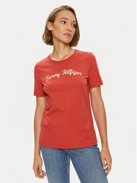 Tommy Hilfiger Tommy Hilfiger T-Shirt Script WW0WW42589 Κόκκινο Regular Fit