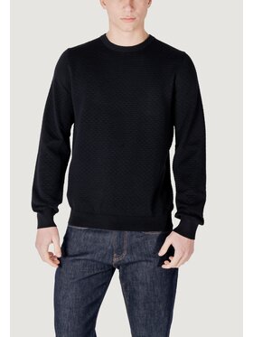 Antony Morato Antony Morato Πουλόβερ REGULAR FIT WITH LOGOED METAL BADGE Μαύρο Regular Fit