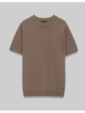Borgio Borgio T-Shirt paspardo Beżowy Classic Fit