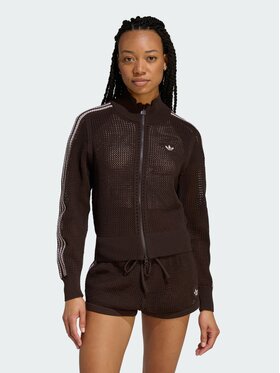 adidas adidas Bluza KNITTED CROCHET FIREBIRD Brązowy Slim Fit