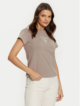 Guess Guess T-Shirt V4YI21 KCDH1 Šedá Slim Fit