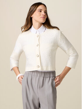 Oltre Oltre Kardigan M524J005296N011 Biały Boxy Fit