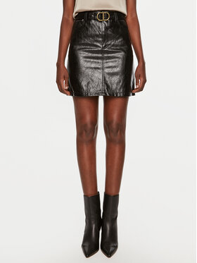 TWINSET TWINSET Φούστα από απομίμηση δέρματος 242TP2071 Μαύρο Regular Fit