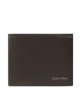 Calvin Klein Calvin Klein Duży Portfel Męski Duo Stitch Trifold 10Cc W/Coin L K50K510325 Brązowy
