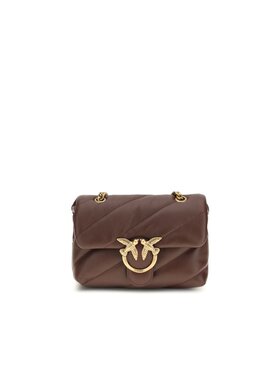 PINKO PINKO Torebka Brown Calf Leather Bos Taurus Shoulder Brązowy