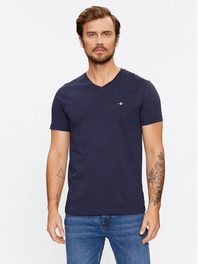 Gant Gant T-krekls Slim Shield V-Neck 2003186 Tumši zils Slim Fit