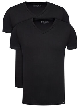 Lee Lee Komplet 2 t-shirtów Twin Pack L62ECM01 Czarny Fitted Fit