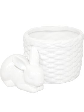 MIAhome MIAhome Osłonka na doniczkę Bunny śpi przy koszyku Biały