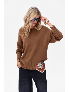 blue shadow blue shadow Sweter Bocq Brązowy Regular Fit