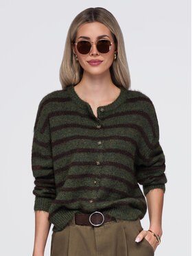 Ombre Ombre Sweter OW-SW-E0029 Khaki Relaxed Fit