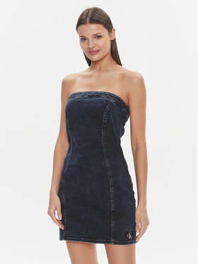 Calvin Klein Jeans Calvin Klein Jeans Džinsinė suknelė J20J223237 Tamsiai mėlyna Slim Fit