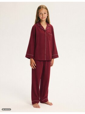 Esotiq Esotiq Piżama 46411 Bordowy Regular Fit