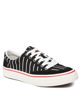 Tommy Jeans Tenis Superge Skate Canvas Stripes EM0EM01153 Črna