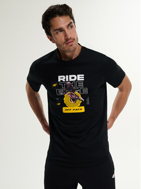 4F 4F T-Shirt WHEEL & WAVE Czarny Relaxed Fit