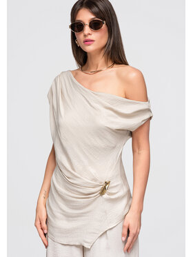Ombre Ombre Bluzka OW-TS-E0053 Beżowy Loose Fit
