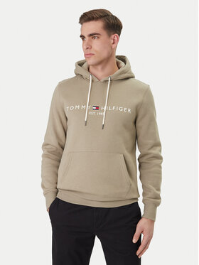 Tommy Hilfiger Tommy Hilfiger Džemperis ar kapuci Logo MW0MW11599 Bēšs Regular Fit