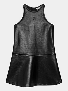 Calvin Klein Jeans Calvin Klein Jeans Φόρεμα από απομίμηση δέρματος Spacer IG0IG02312 Μαύρο Flare Fit