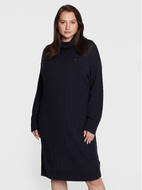 Tommy Hilfiger Curve Tommy Hilfiger Curve Плетена рокля Cry WW0WW37504 Тъмносин Relaxed Fit