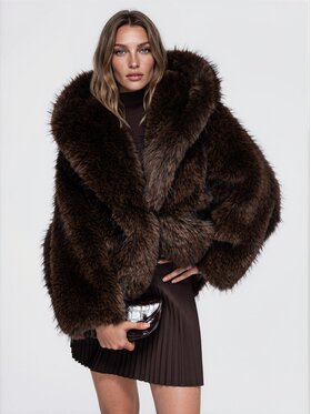 Ombre Ombre Futro OW-FR-E0001 Brązowy Oversize