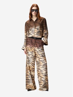 PINKO PINKO Bryczesy Pantaloni fluidi con stampa tigrata Brązowy Regular Fit