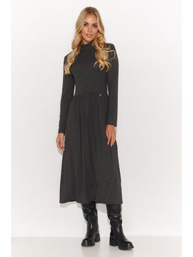 Makadamia Makadamia Sukienka codzienna M808 Szary Classic Fit