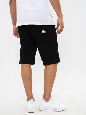 Jigga Wear Jigga Wear Szorty materiałowe Krótkie Spodenki Ze Ściągaczem Czarne / Białe Jigga Wear Crown M Czarny Regular Fit