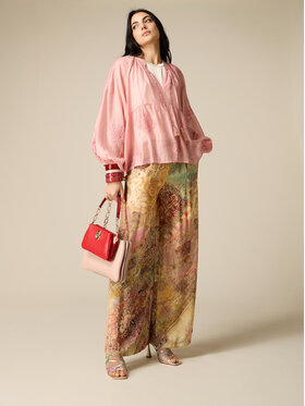 Oltre Oltre Pantaloni di tessuto P019J002477N0R2 Crema Baggy Fit