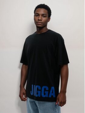 Jigga Wear Jigga Wear T-Shirt Koszulka Z Krótkim Rękawem Oversize Męska Czarna / Niebieska Jigga Wear Corner XL Czarny Oversize