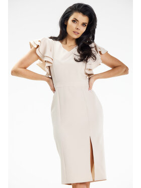 Awama Awama Sukienka wieczorowa A634 Beżowy Basic Fit