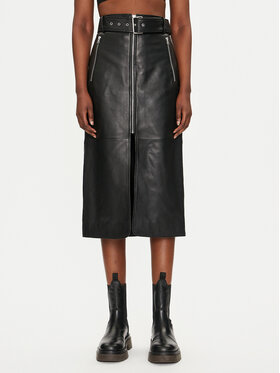 HUGO Hugo Gonna di pelle Leomila 50516753 Nero Regular Fit
