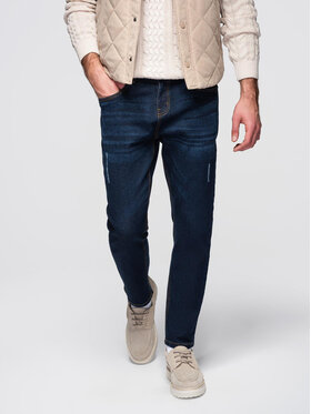 Ombre Ombre Jeansy OM-PADP-0241 Granatowy Regular Fit