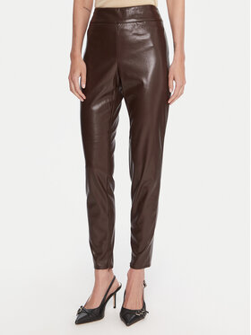 Guess Guess Dirbtinės odos kelnės W4BB18 WGIK0 Ruda Slim Fit